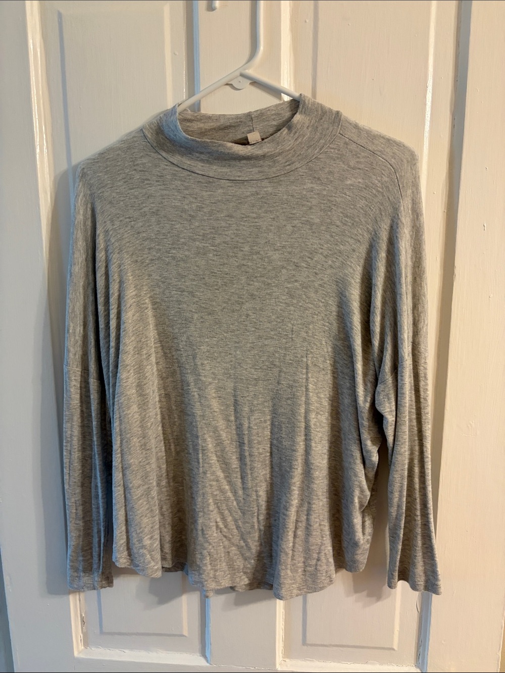 LOFT Gray Long-Sleeve Mock Neck Top
